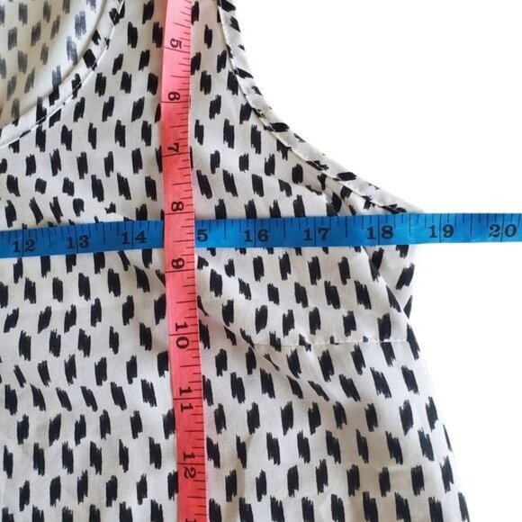 FADED GLORY Womens Tank Top Medium Black‎ White Sheer Round Hem Casual Layer - Picture 8 of 9